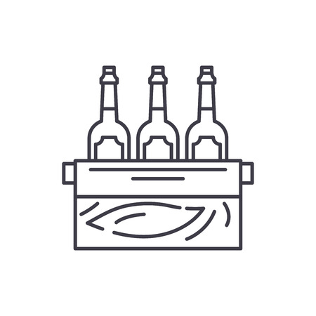 Case of beer line icon concept. Case of beer vector linear illustration, sign, symbolのイラスト素材
