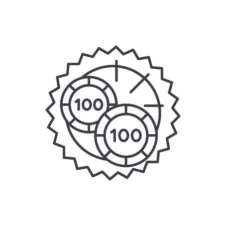 Casino roulette luck line icon concept. Casino roulette luck vector linear illustration, sign, symbolのイラスト素材