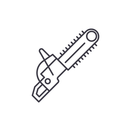 Chainsaw line icon concept. Chainsaw vector linear illustration, sign, symbolのイラスト素材