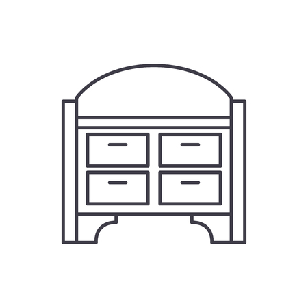 Chest of drawers line icon concept. Chest of drawers vector linear illustration, sign, symbolのイラスト素材