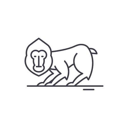 Chimpanzee line icon concept. Chimpanzee vector linear illustration, sign, symbolのイラスト素材