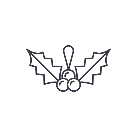 Christmas mistletoe line icon concept. Christmas mistletoe vector linear illustration, sign, symbolのイラスト素材