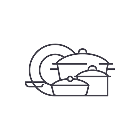 Cookware line icon concept. Cookware vector linear illustration, sign, symbolのイラスト素材