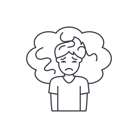 Concern line icon concept. Concern vector linear illustration, sign, symbolのイラスト素材