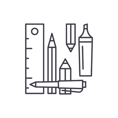 Counting tools line icon concept. Counting tools vector linear illustration, sign, symbolのイラスト素材