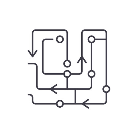 Computer algorithms line icon concept. Computer algorithms vector linear illustration, sign, symbolのイラスト素材