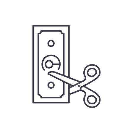 Cost reduction line icon concept. Cost reduction vector linear illustration, sign, symbolのイラスト素材