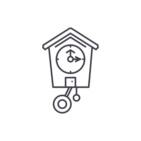 Cuckoo clock line icon concept. Cuckoo clock vector linear illustration, sign, symbolのイラスト素材