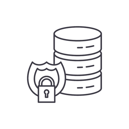 Data protection line icon concept. Data protection vector linear illustration, sign, symbolのイラスト素材