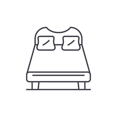 Double bed line icon concept. Double bed vector linear illustration, sign, symbolのイラスト素材