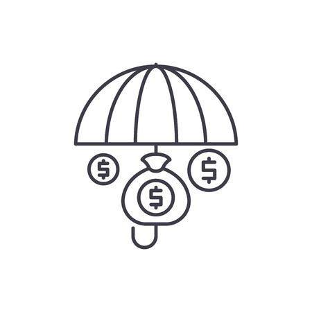 Financial insurance line icon concept. Financial insurance vector linear illustration, sign, symbolのイラスト素材
