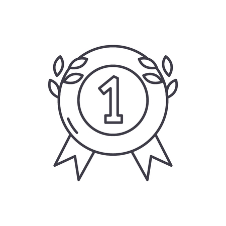 First place medal line icon concept. First place medal vector linear illustration, sign, symbolのイラスト素材