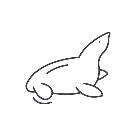 Fur seal line icon concept. Fur seal vector linear illustration, sign, symbolのイラスト素材