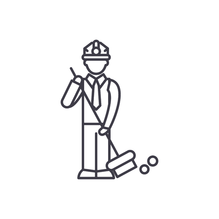 Garbage collection line icon concept. Garbage collection vector linear illustration, sign, symbolのイラスト素材