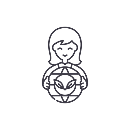 Gear wheel of the future line icon concept. Gear wheel of the future vector linear illustration, sign, symbolのイラスト素材