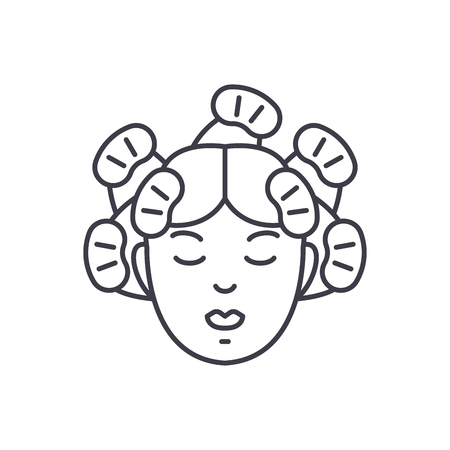 Hairdressers services line icon concept. Hairdressers services vector linear illustration, sign, symbolのイラスト素材