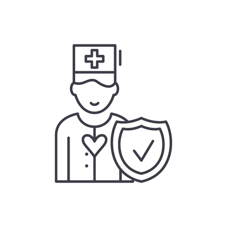 Health insurance line icon concept. Health insurance vector linear illustration, sign, symbolのイラスト素材