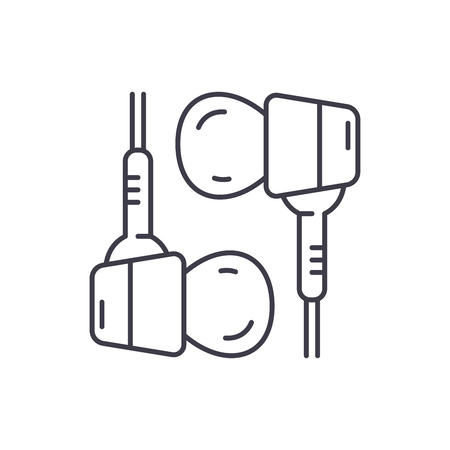 Hybrid headphones line icon concept. Hybrid headphones vector linear illustration, sign, symbolのイラスト素材