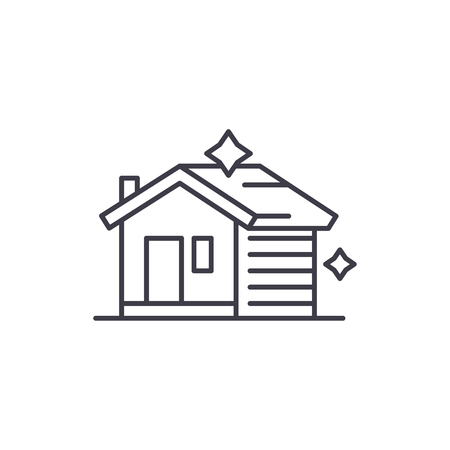 House cleaning line icon concept. House cleaning vector linear illustration, sign, symbolのイラスト素材
