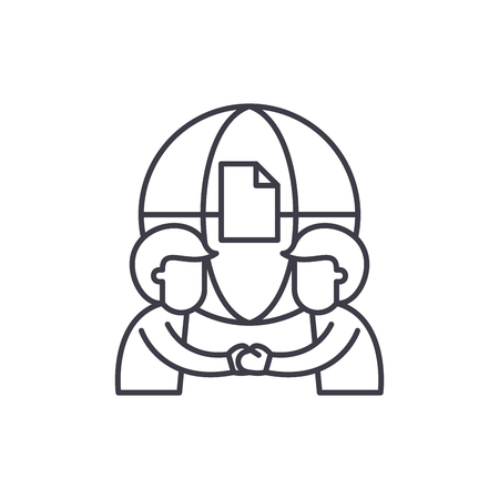 International partnership line icon concept. International partnership vector linear illustration, sign, symbolのイラスト素材