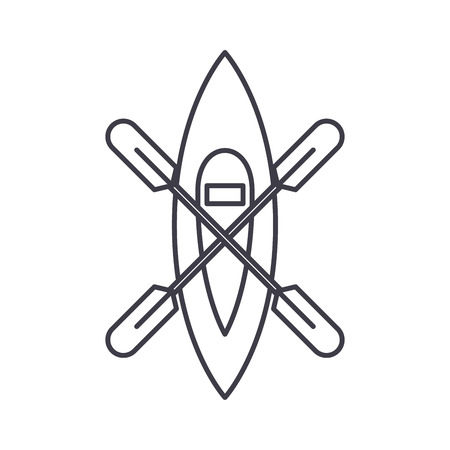 Kayaking boat line icon concept. Kayaking boat vector linear illustration, sign, symbolのイラスト素材