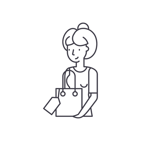 Housewife line icon concept. Housewife vector linear illustration, sign, symbolのイラスト素材