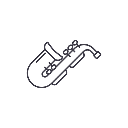 Jazz saxophone line icon concept. Jazz saxophone vector linear illustration, sign, symbolのイラスト素材