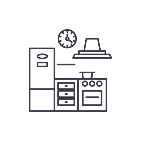 Kitchen line icon concept. Kitchen vector linear illustration, sign, symbolのイラスト素材