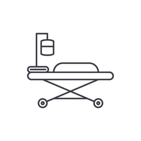 Medical bed line icon concept. Medical bed vector linear illustration, sign, symbolのイラスト素材