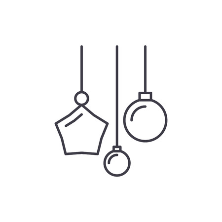New year decoration line icon concept. New year decoration vector linear illustration, sign, symbolのイラスト素材