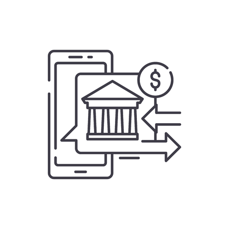 Online banking line icon concept. Online banking vector linear illustration, sign, symbolのイラスト素材