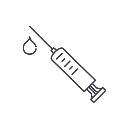 Receiving injections line icon concept. Receiving injections vector linear illustration, sign, symbolのイラスト素材