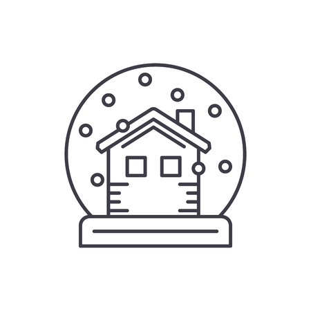 Snow globe with house line icon concept. Snow globe with house vector linear illustration, sign, symbolのイラスト素材