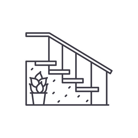 Staircase at the entrance line icon concept. Staircase at the entrance vector linear illustration, sign, symbolのイラスト素材
