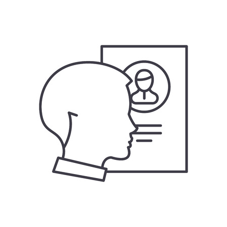 Staff analysis line icon concept. Staff analysis vector linear illustration, sign, symbolのイラスト素材