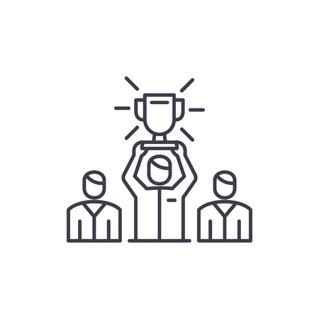 Team leader line icon concept. Team leader vector linear illustration, sign, symbolのイラスト素材