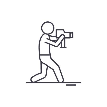 Video operator line icon concept. Video operator vector linear illustration, sign, symbolのイラスト素材