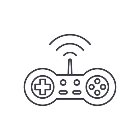 Wireless joystick line icon concept. Wireless joystick vector linear illustration, sign, symbolのイラスト素材