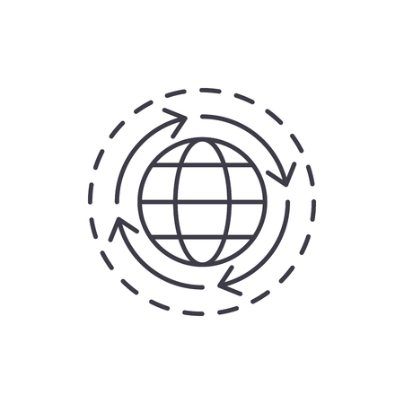 World economy line icon concept. World economy vector linear illustration, sign, symbolのイラスト素材