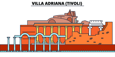 Villa Adriana, Tivoli line travel landmark, skyline vector design. Villa Adriana, Tivoli linear illustration.のイラスト素材