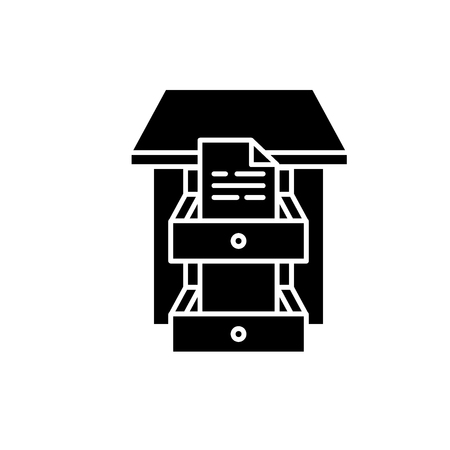 Data archive black icon, vector sign on isolated background. Data archive concept symbol, illustrationのイラスト素材