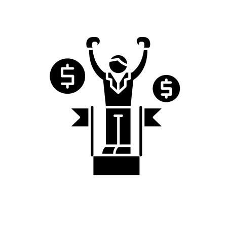 Business leadership black icon, concept vector sign on isolated background. Business leadership illustration, symbolのイラスト素材