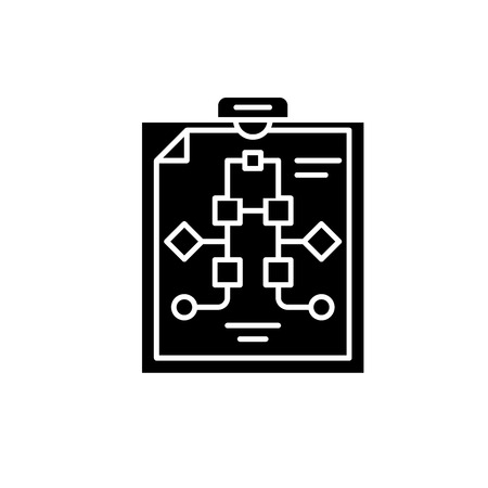 Workflow management black icon, concept vector sign on isolated background. Workflow management illustration, symbolのイラスト素材