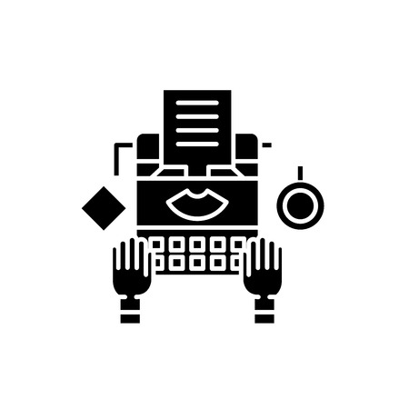 Online copywriting black icon, concept vector sign on isolated background. Online copywriting illustration, symbolのイラスト素材