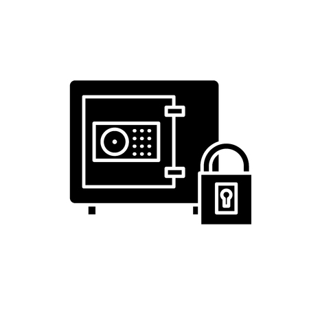 Safe bank black icon, concept vector sign on isolated background. Safe bank illustration, symbolのイラスト素材