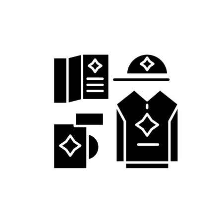 Product branding black icon, concept vector sign on isolated background. Product branding illustration, symbolのイラスト素材