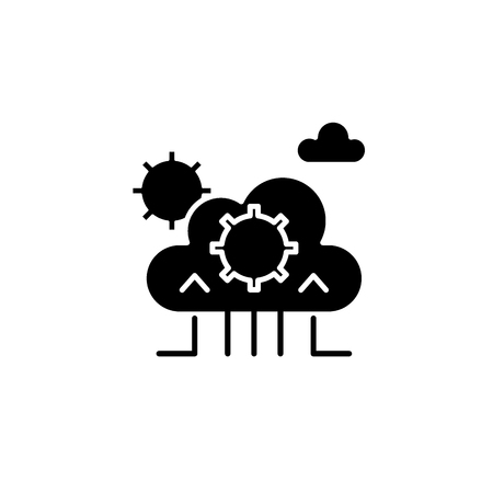 Cloud technology black icon, concept vector sign on isolated background. Cloud technology illustration, symbolのイラスト素材