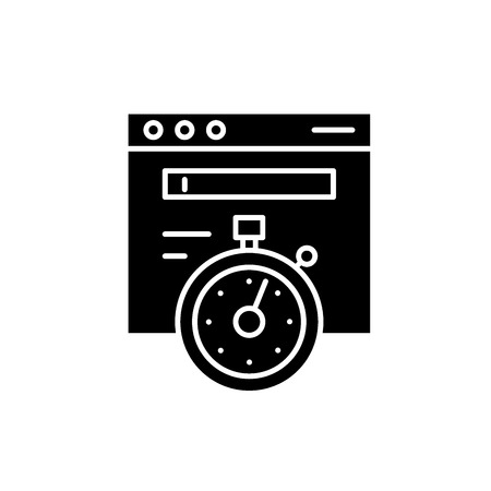Website speed black icon, concept vector sign on isolated background. Website speed illustration, symbolのイラスト素材