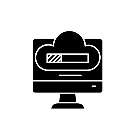 System reboot black icon, concept vector sign on isolated background. System reboot illustration, symbolのイラスト素材