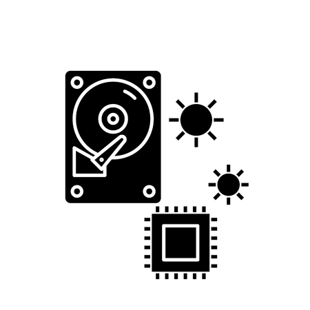 Hardware solutions black icon, concept vector sign on isolated background. Hardware solutions illustration, symbolのイラスト素材